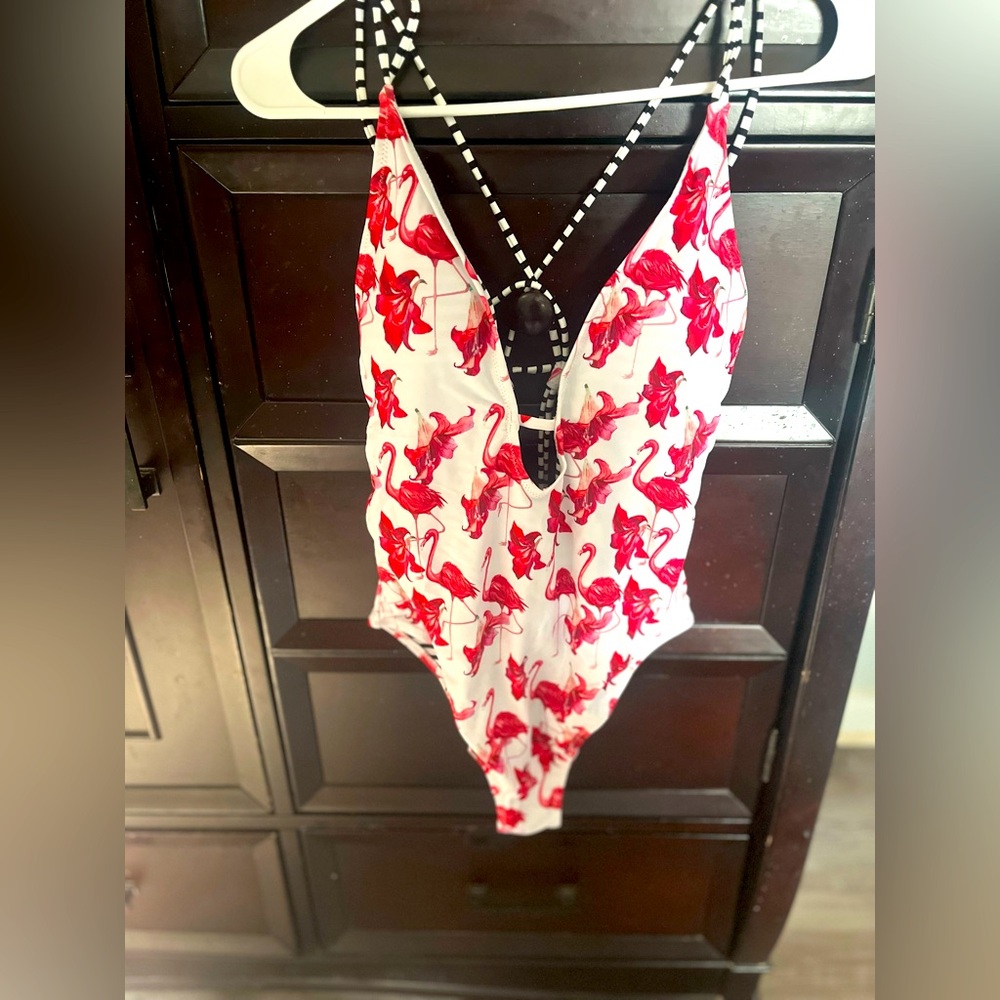 Flamingo Print One Piece Swimsuit
